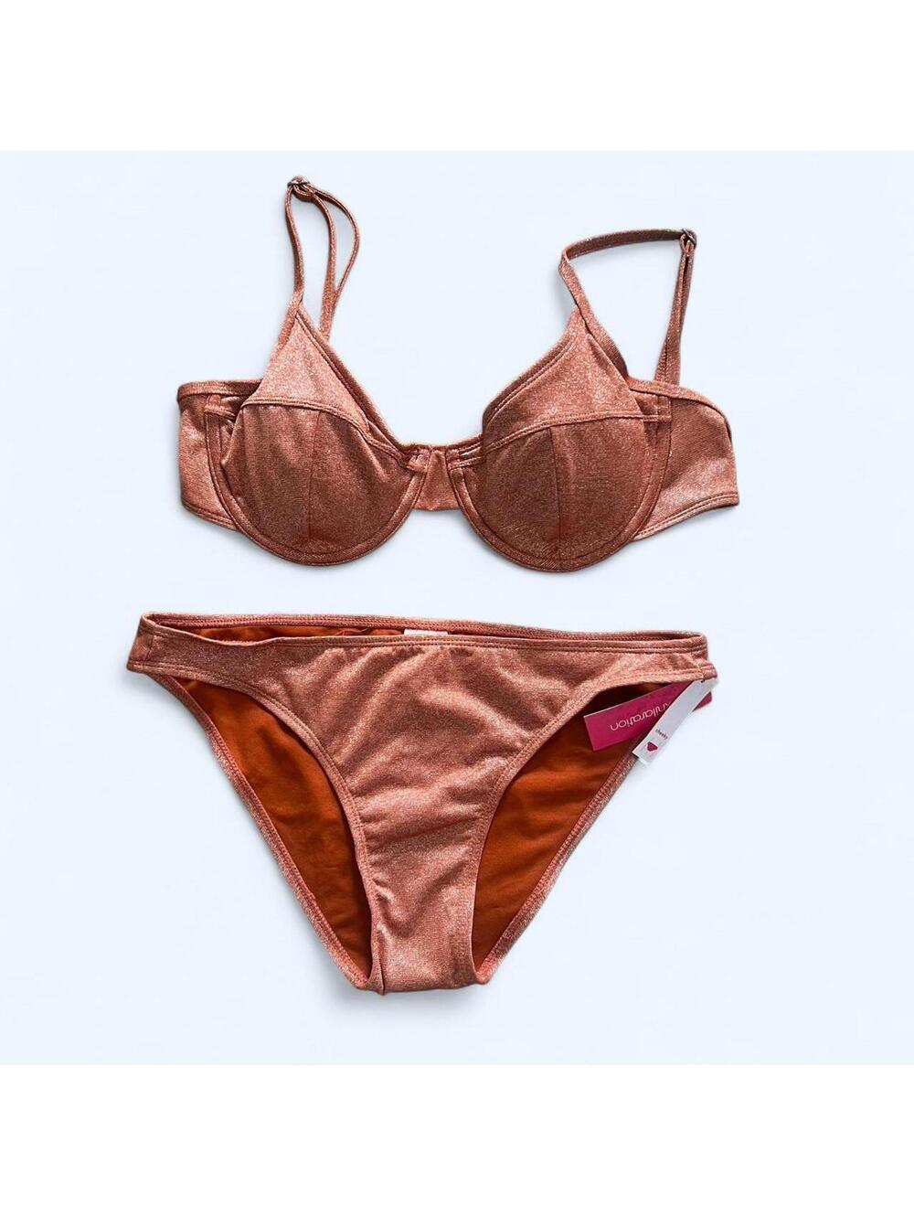 Vintage Y2K Xhilaration metallic orange bikini set size large NWT